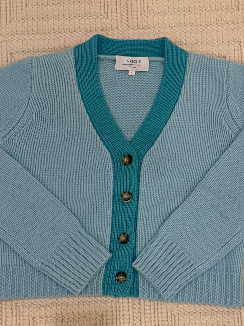 La Ligne Button-Front Cardigan in Blue Size Small Like New
